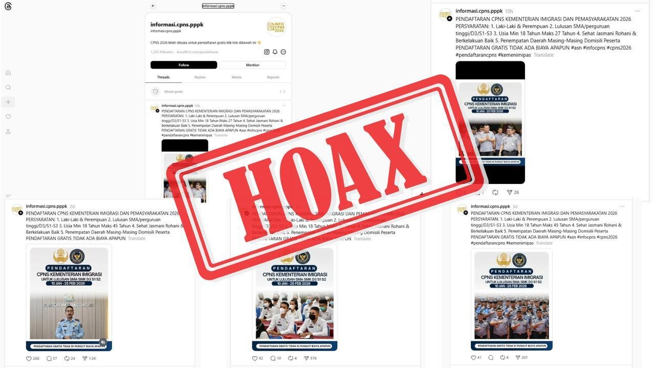 Hoaks Penerimaan CPNS Imigrasi 2026 Beredar di Threads