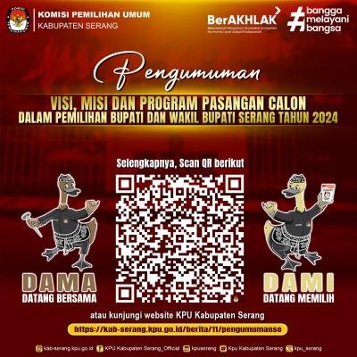 KPU Kabupaten Serang Umumkan Visi, Misi, dan Program Pasangan Calon Bupati untuk Pilkada 2024
