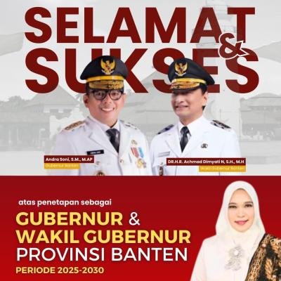 Dr. Dra. Hj. Sitti Ma’ani Nina, M.Si, Kepala Dinas P3AKKB Provinsi Banten, Mengucapkan Selamat & Sukses atas Pelantikan Gubernur dan Wakil Gubernur Banten Periode 2025-2030