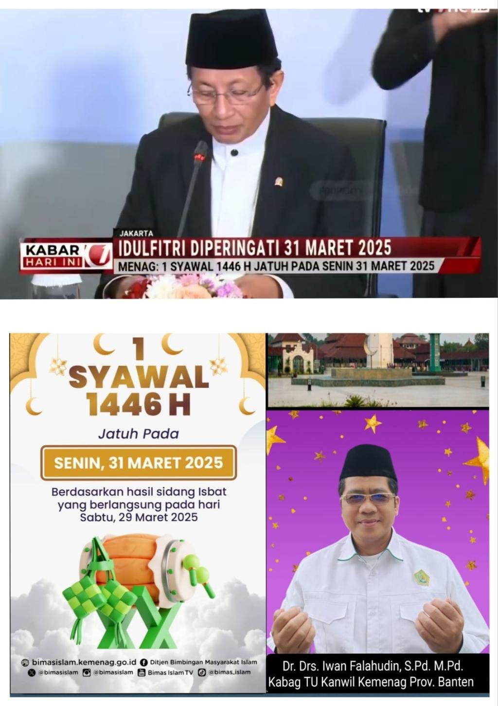 Pemerintah Tetapkan 1 Syawal 1446H/2025 pada Senin, 31 Maret 2025