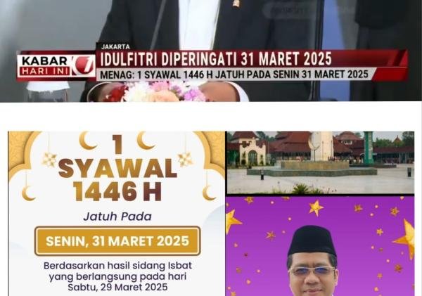 Pemerintah Tetapkan 1 Syawal 1446H/2025 pada Senin, 31 Maret 2025